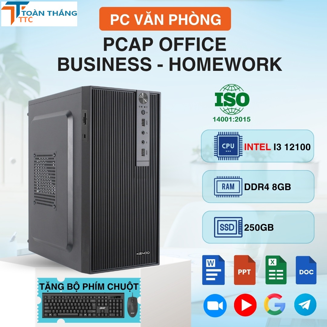 PC Văn Phòng - PCAP Office 02 ( i3 12100 - 8GB RAM - SSD 250GB - 450w)